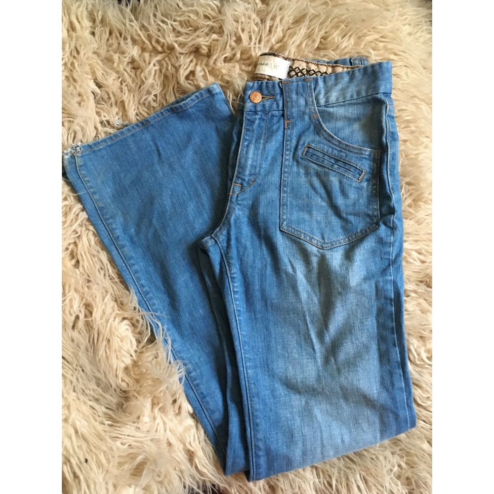 70s Front Patch Bell Bottoms - image 1